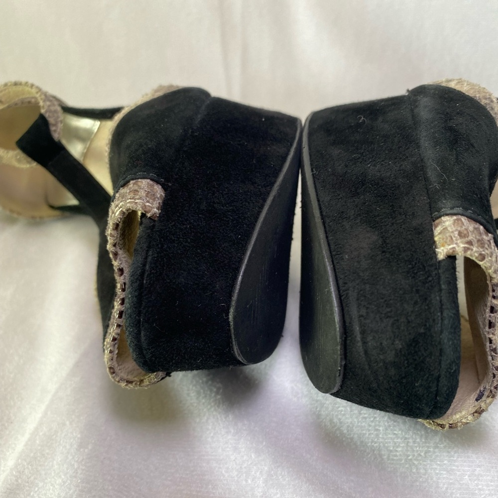 MICHAEL Michael Kors Peep Toe Platform Strappy Heels Black Snakeskin 8.5 - Picture 7 of 8